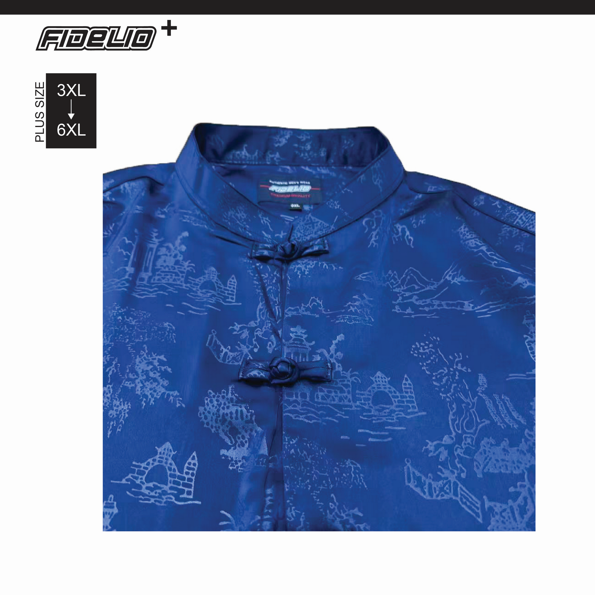Fidelio Plus Size Oriental Premium Samfu -Navy
