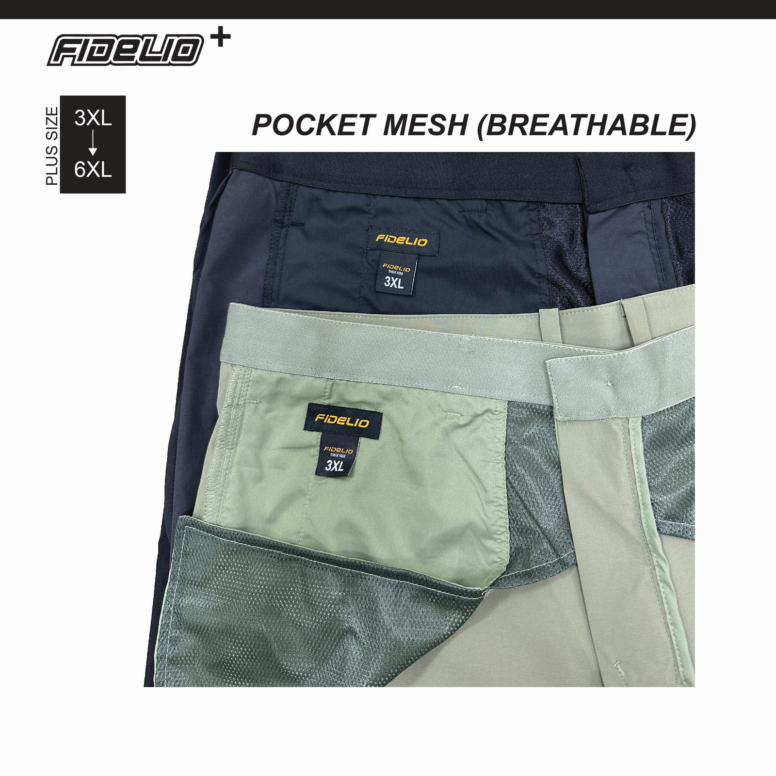 Fidelio Plus Size FlexCool Cotton Shorts -Black