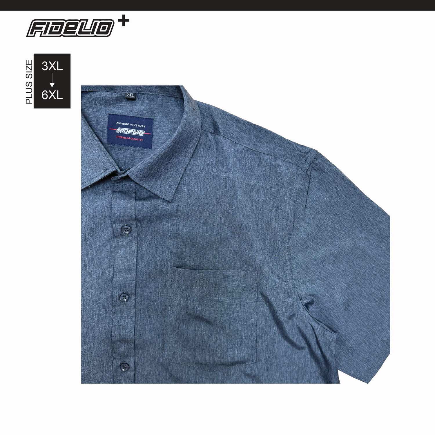 Fidelio Plus Size Casual Short Sleeve Shirts -Black