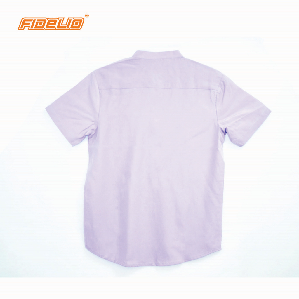 Fidelio Mandarin Collar Linen Shirts -Purple