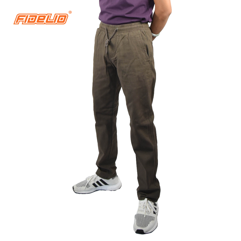 FIDELIO Drawstrings Cotton Pants | Army Brown(2)