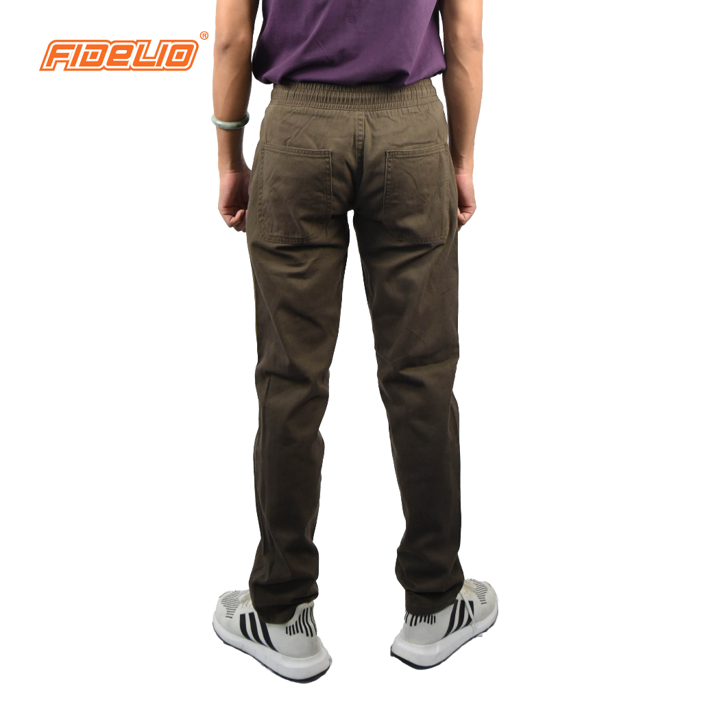FIDELIO Drawstrings Cotton Pants | Army Brown(2)