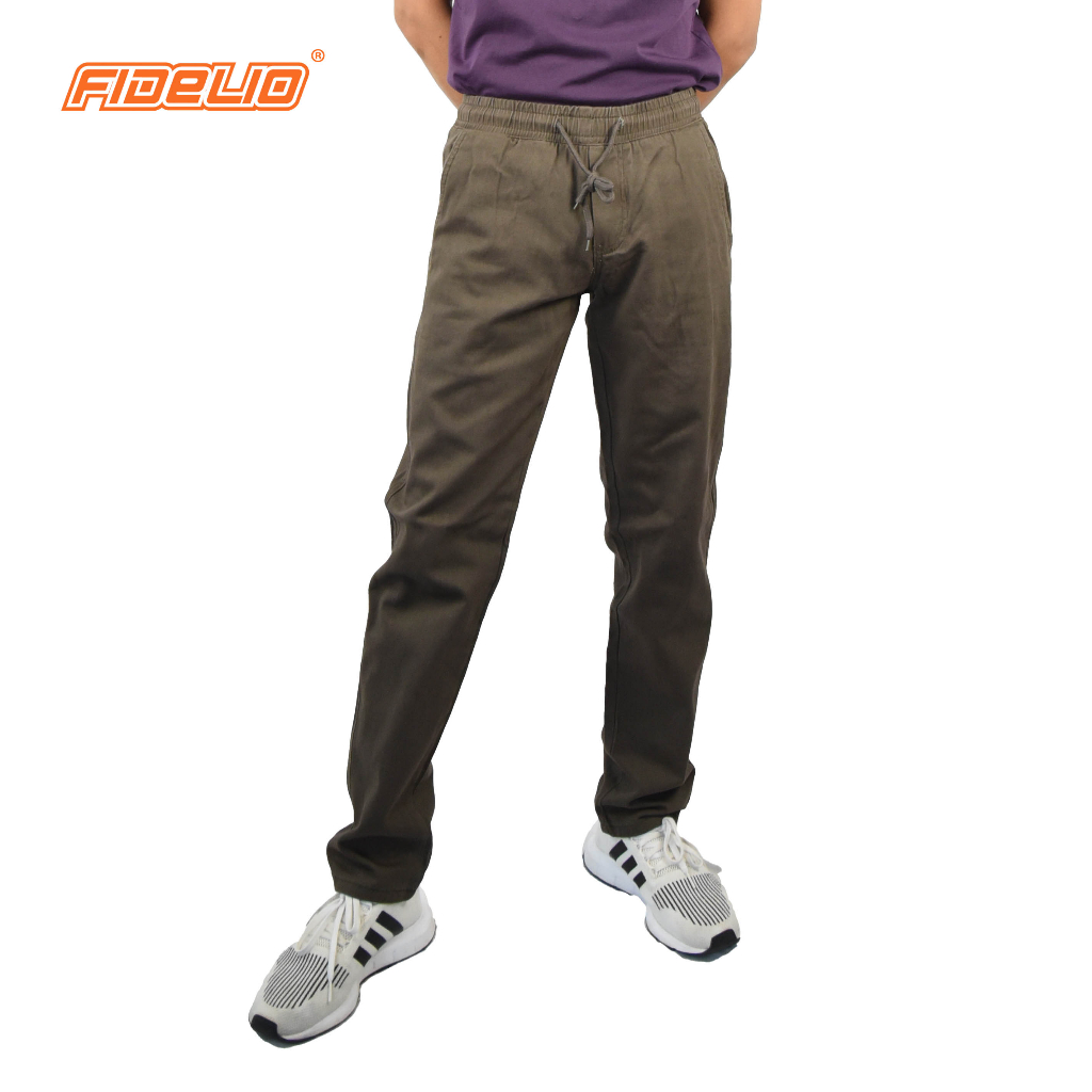 FIDELIO Drawstrings Cotton Pants | Army Brown(2)
