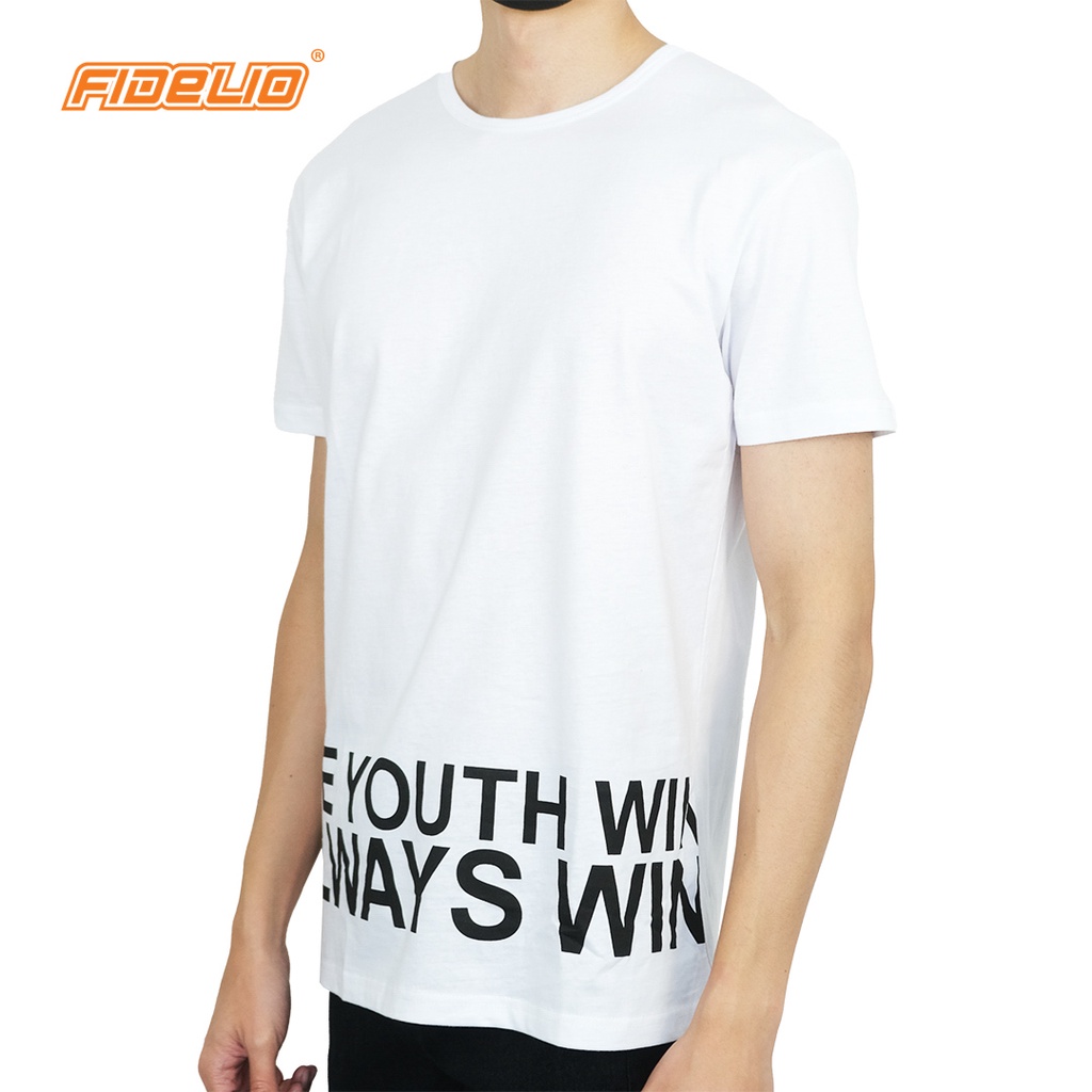 FIDELIO Youth Quotes Printed Tees | Baju Lelaki Corak Lengan Pendek