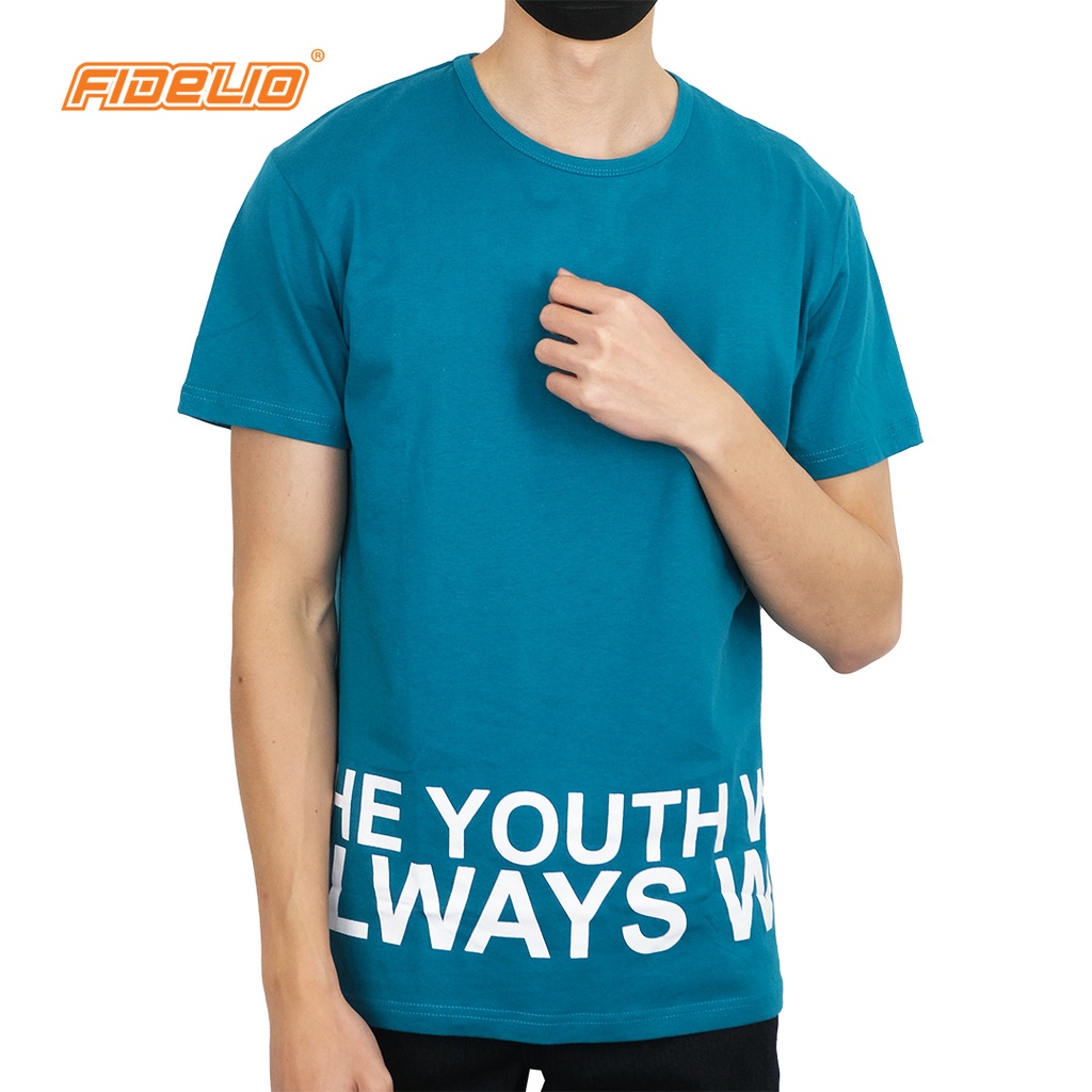 FIDELIO Youth Quotes Printed Tees | Baju Lelaki Corak Lengan Pendek