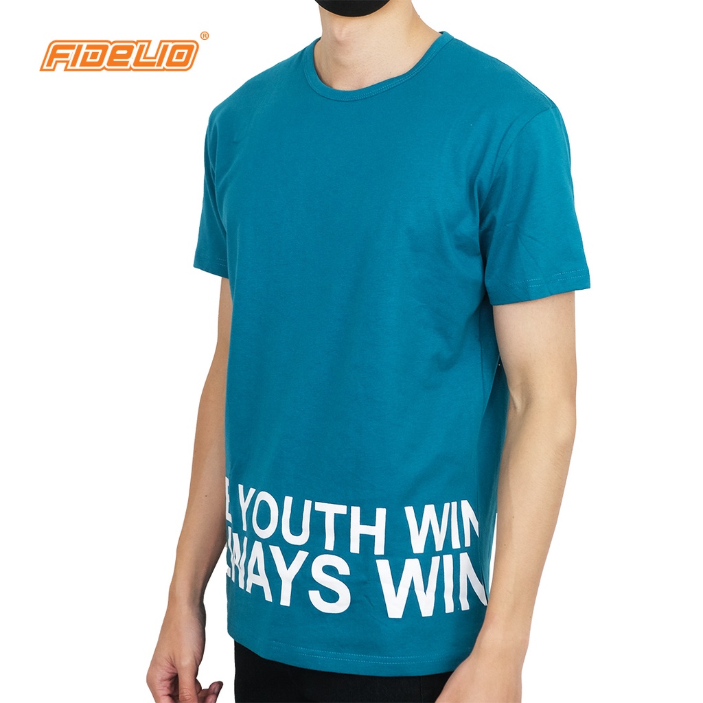 FIDELIO Youth Quotes Printed Tees | Baju Lelaki Corak Lengan Pendek