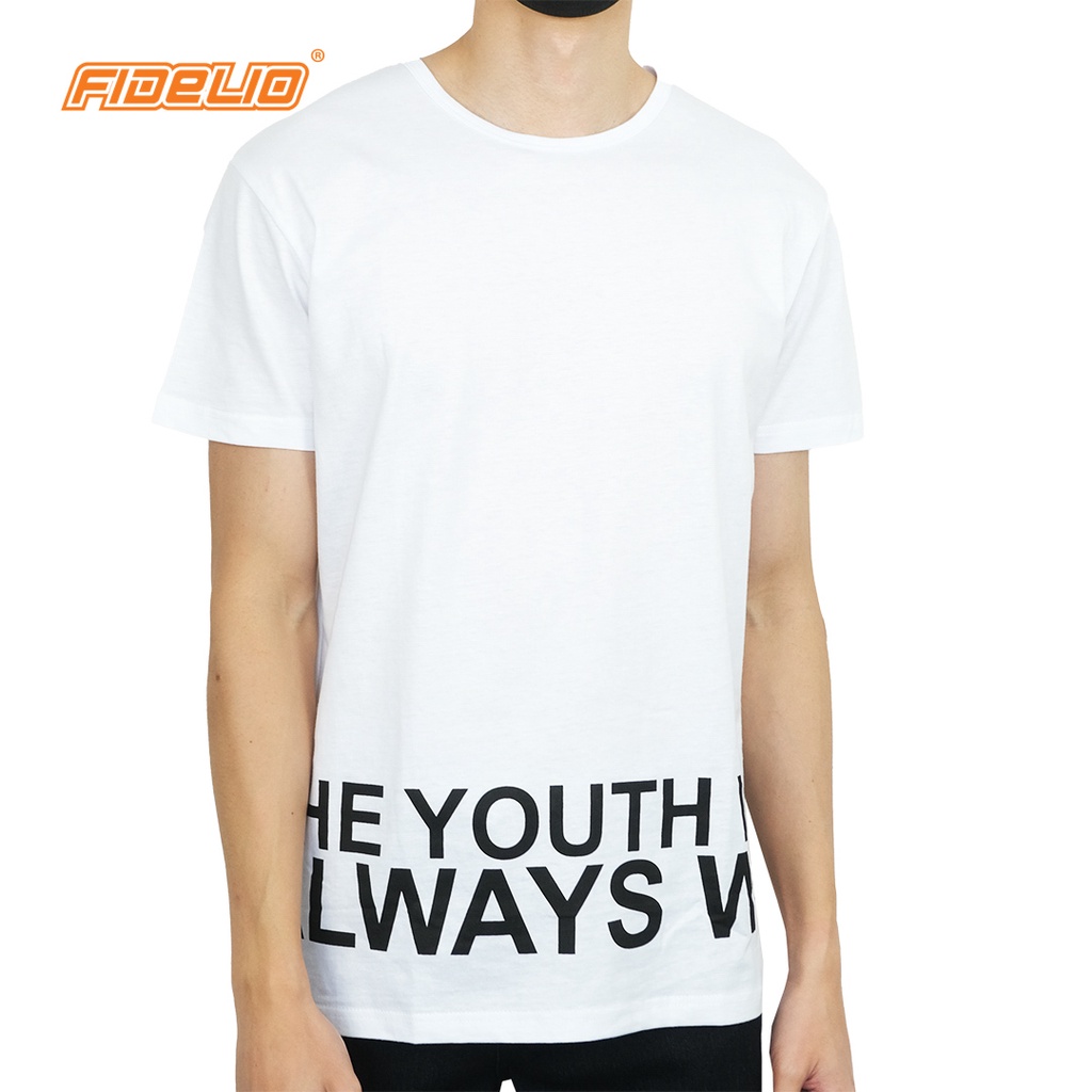 FIDELIO Youth Quotes Printed Tees | Baju Lelaki Corak Lengan Pendek