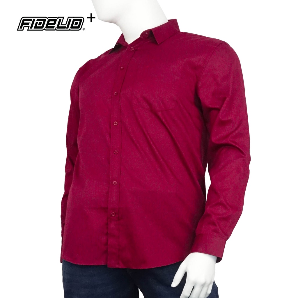 FIDELIO PLUS Maroon Classic Basic Long Sleeves Shirts