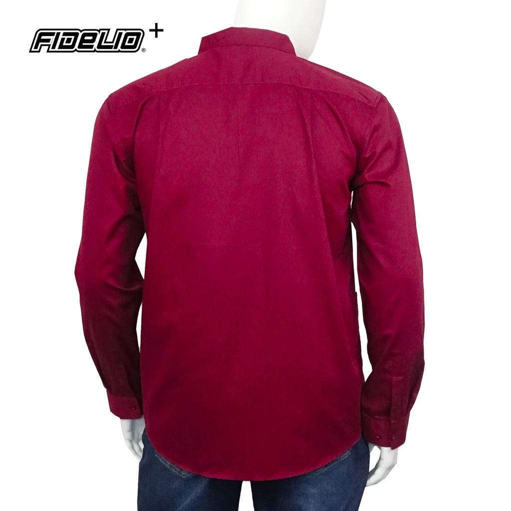 FIDELIO PLUS Maroon Classic Basic Long Sleeves Shirts