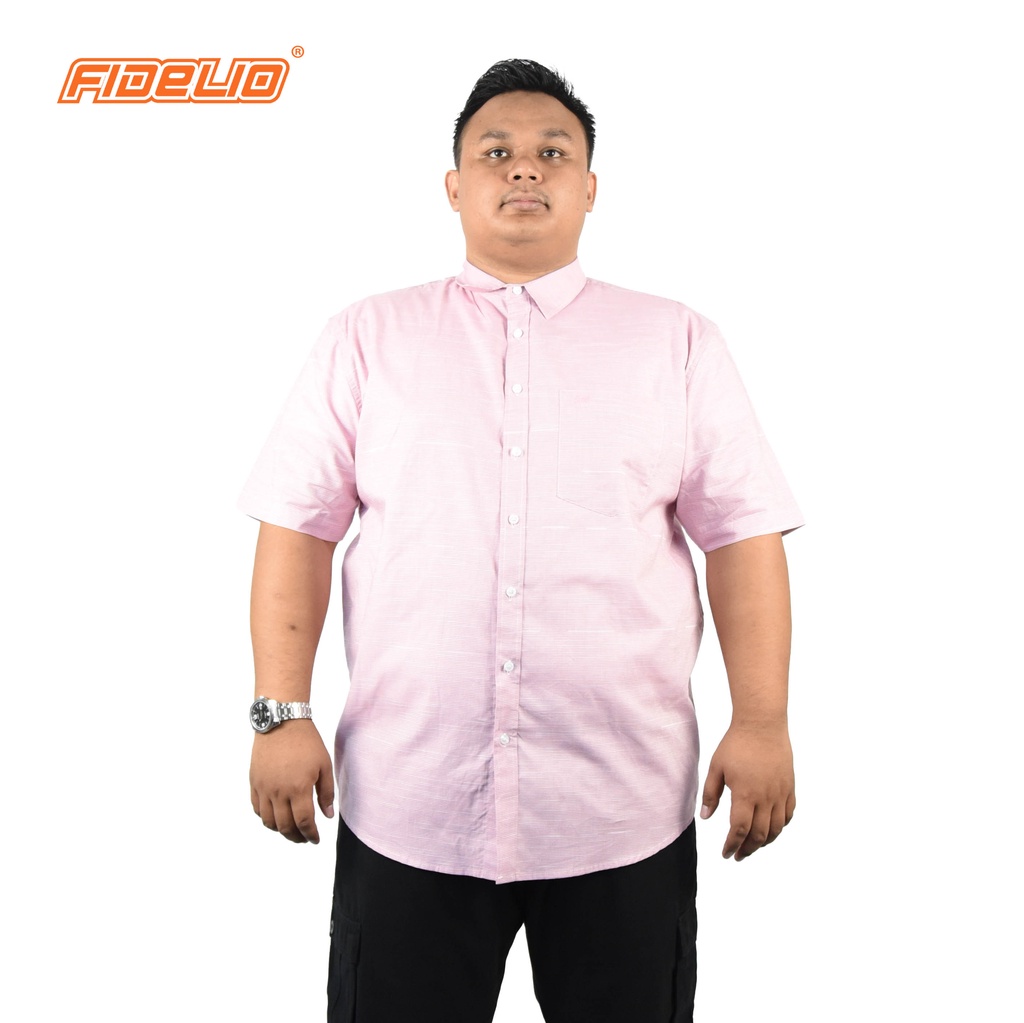 FIDELIO PLUS Dobby Lines Short Sleeves Shirts - PINK(B)
