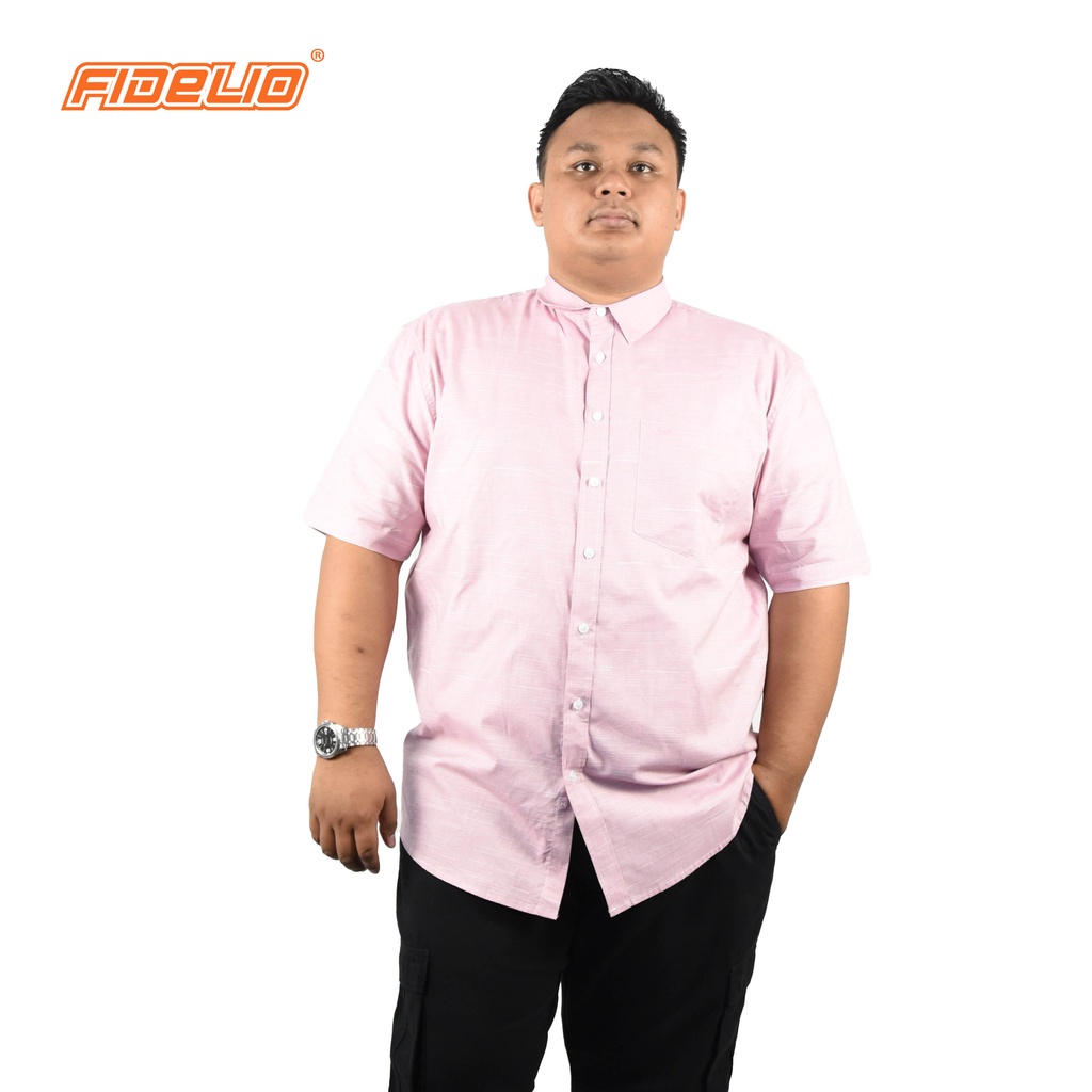 FIDELIO PLUS Dobby Lines Short Sleeves Shirts - PINK(B)