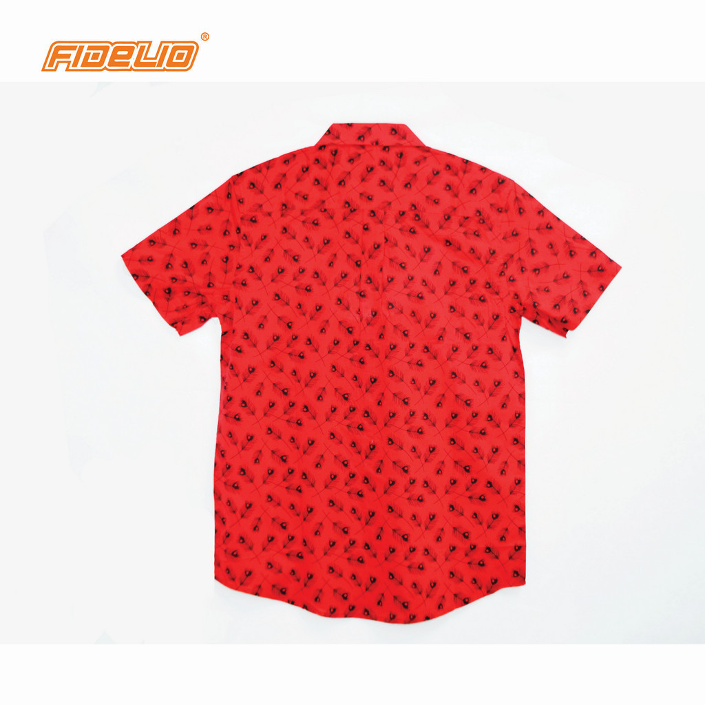 FIDELIO Micro-Printed Short Sleeve Shirt -Red
