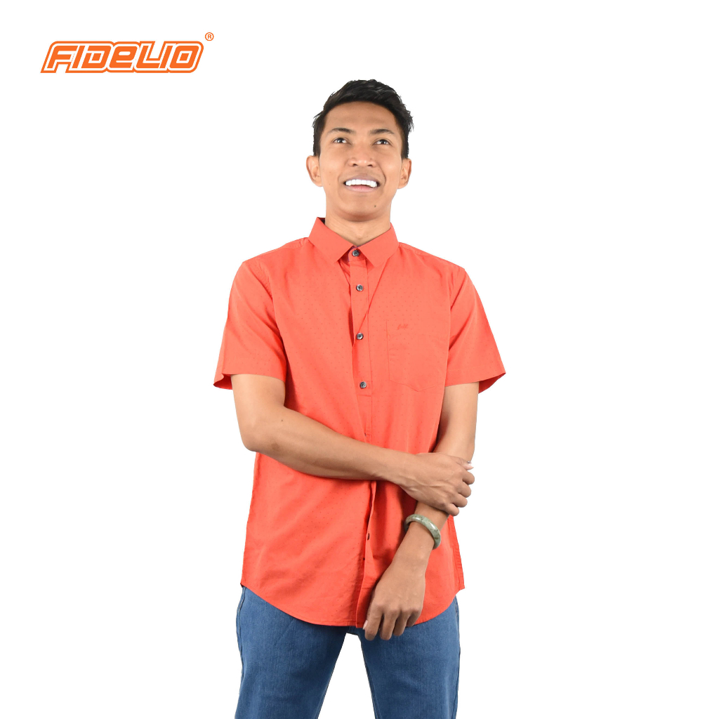FIDELIO Dobby Short Sleeves Shirt | Red