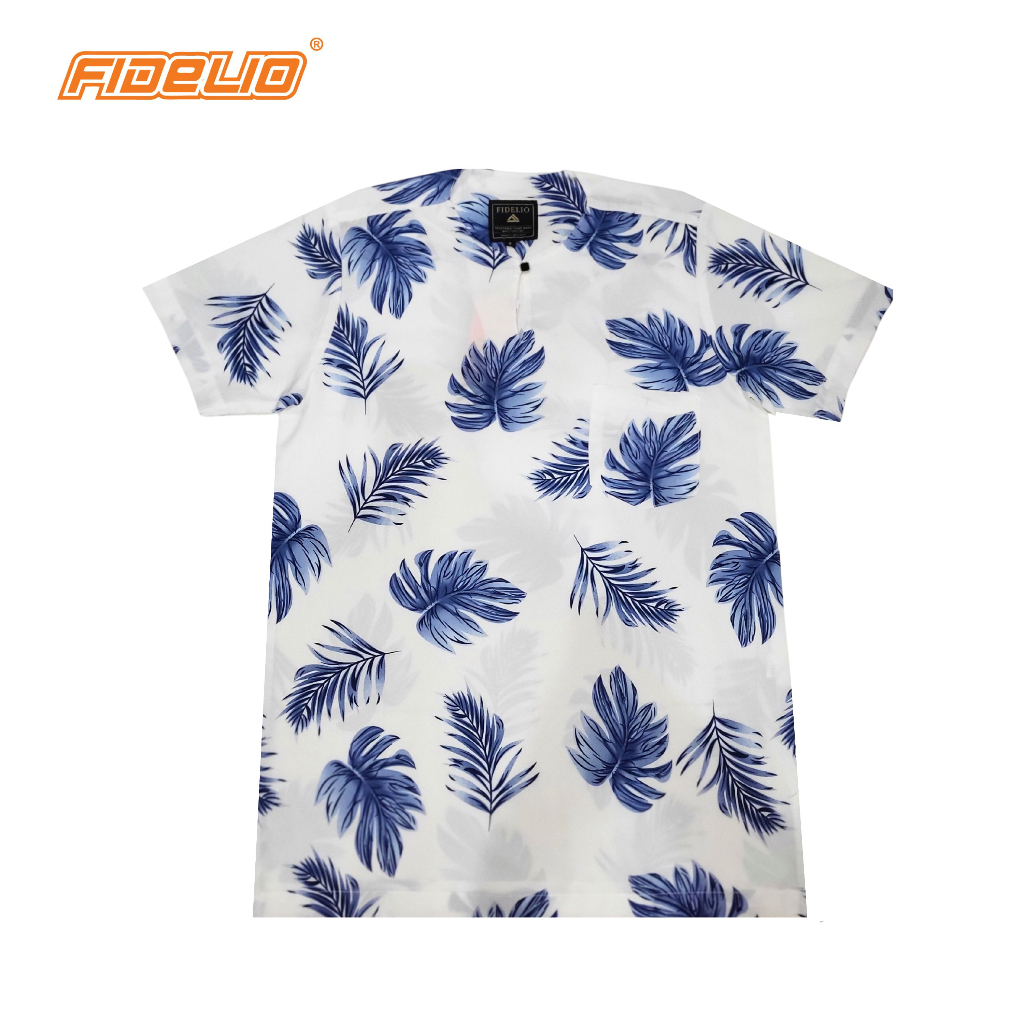 FIDELIO Printed Short Sleeves Kurta Top - White/Blue
