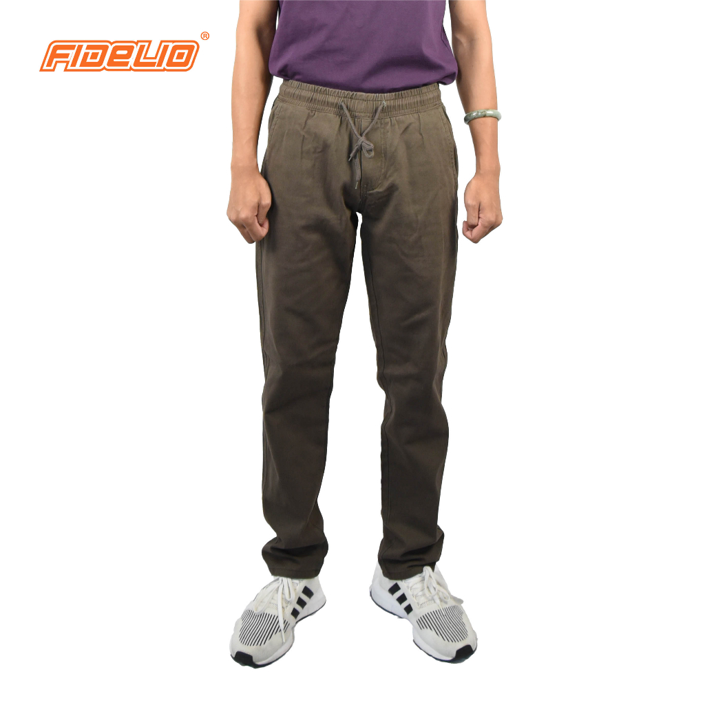 FIDELIO Drawstrings Cotton Pants | Army Brown(2)