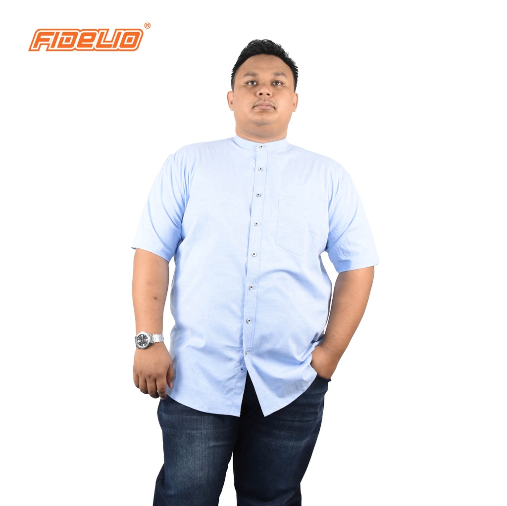 FIDELIO PLUS Signature Mandarin Collar Shirts - BLUE(A)