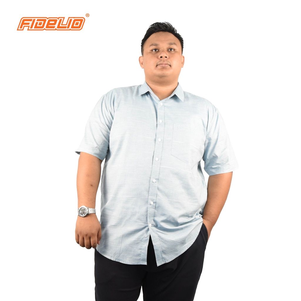 FIDELIO PLUS Dobby Lines Short Sleeves Shirts - TURQUOISE(A)