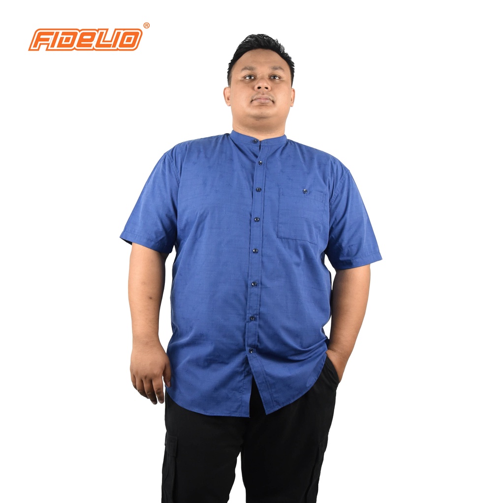 FIDELIO PLUS Linen Mandarin Collar Shirts - BLUE(1)