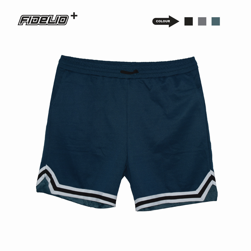 Fit In Plus Size Twill Fabric Bottom Strap Basketball Shorts -Turquoise