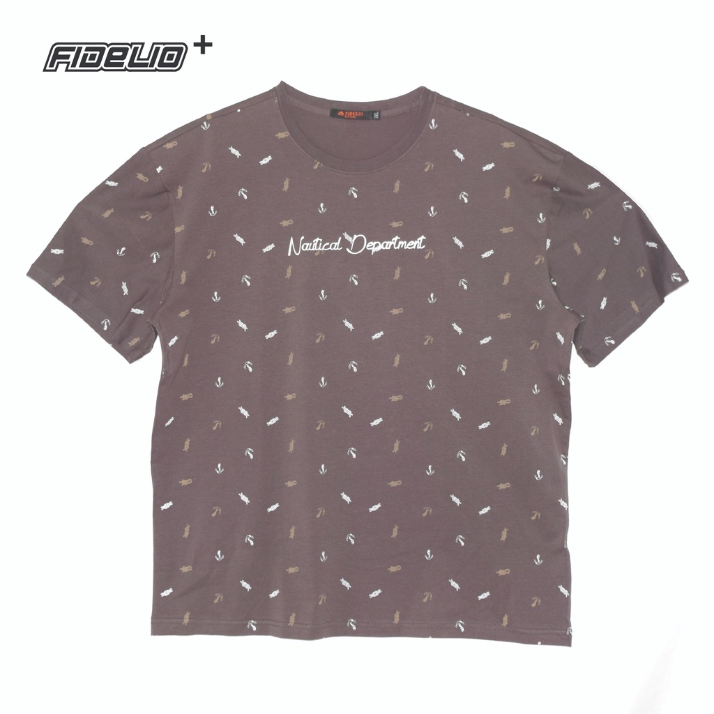 FIDELIO Plus Size Nautical Department Printed Tee -Light Brown