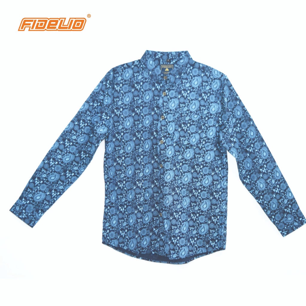 FIDELIO Micro-Printed Long Sleeve Shirt -Dark Blue
