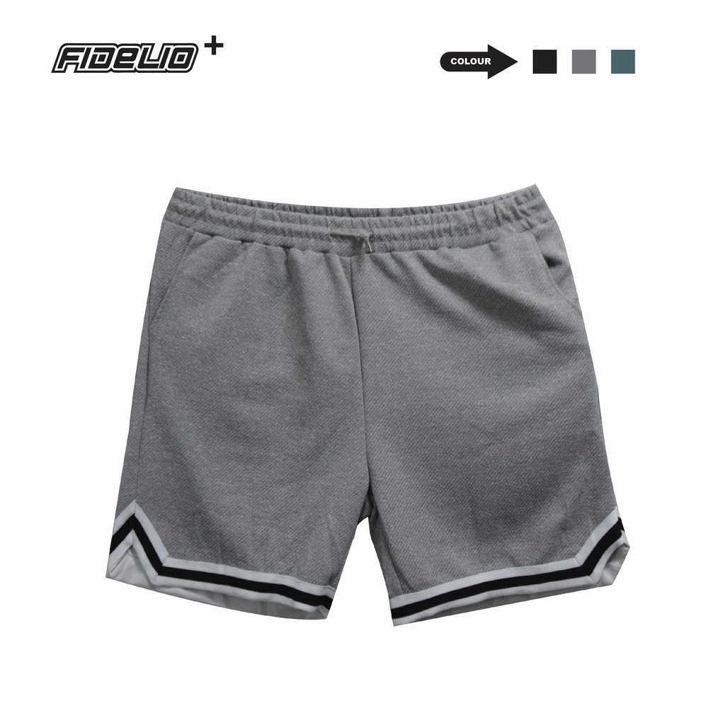 Fit In Plus Size Twill Fabric Bottom Strap Basketball Shorts -Light Grey
