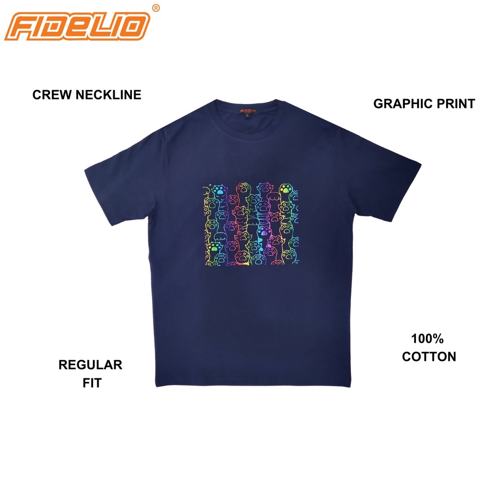FIDELIO Cat Paws Graphic Tees - Navy