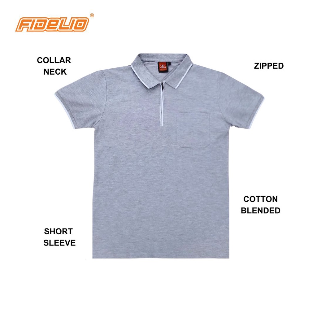 FIDELIO Zipper Polo Shirts - Light Grey