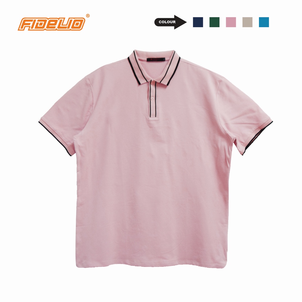 Fidelio Plus Special Rib and Collar Basic Polo Tees -Pink