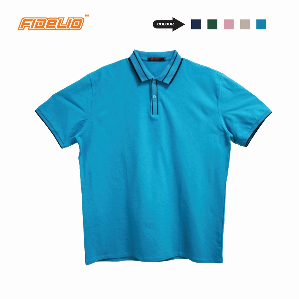 Fidelio Plus Special Rib and Collar Basic Polo Tees -Turquoise Blue