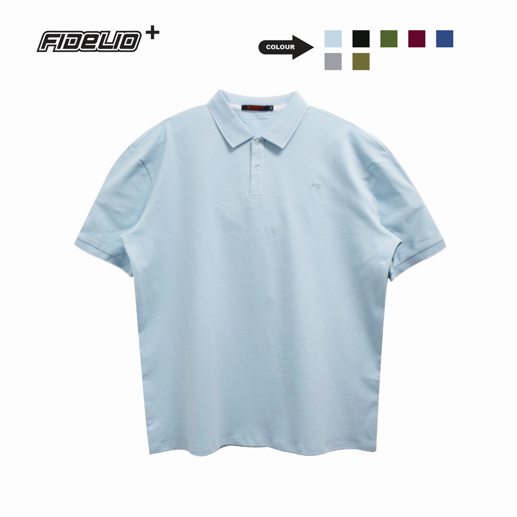 Fidelio Plus Size Signature Comfort Polo Tees -Light Blue