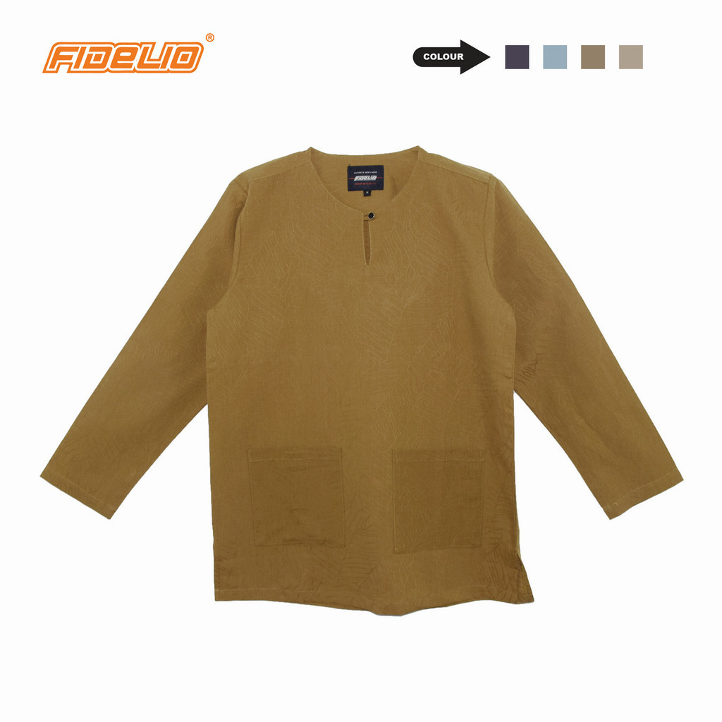 Fidelio Dobby Linen Kurta -Brown