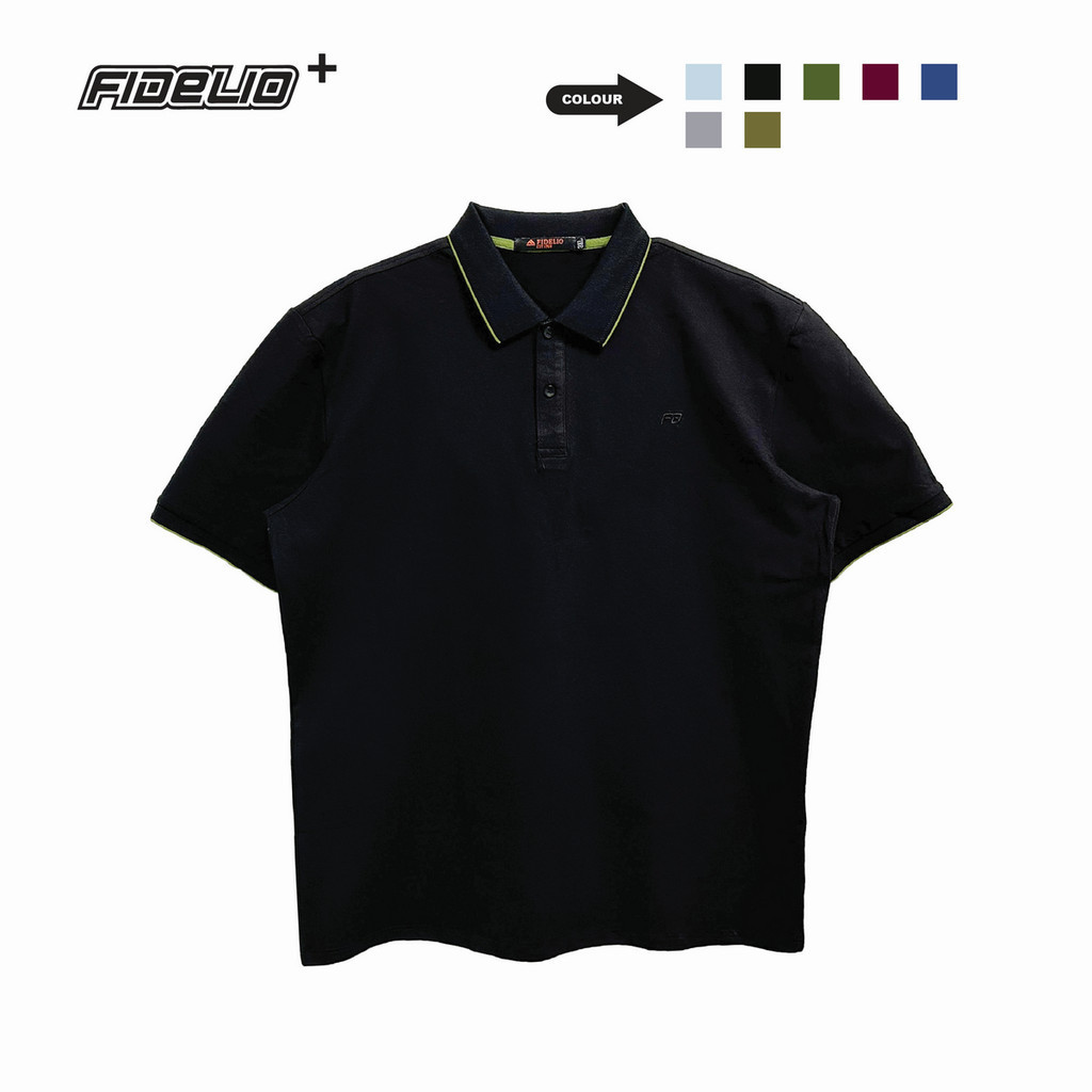 Fidelio Plus Size Signature Comfort Polo Tees -Black