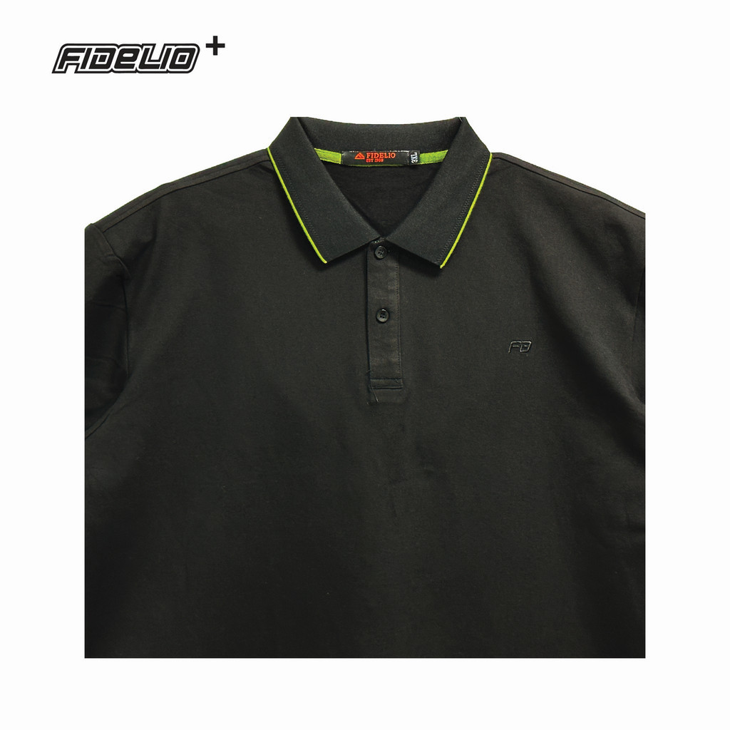 Fidelio Plus Size Signature Comfort Polo Tees -Black
