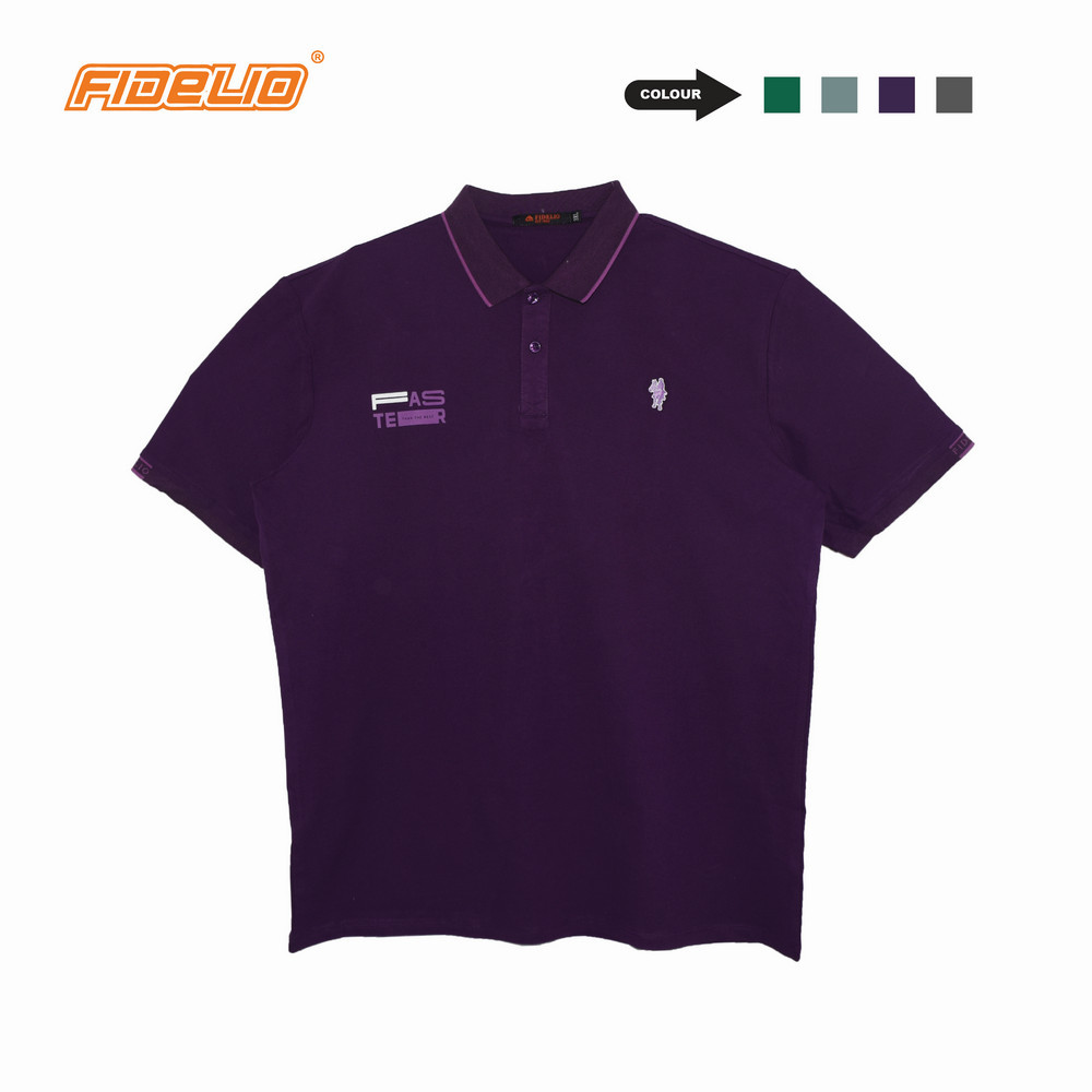 Fidelio Plus Size Faster Embroidery Polo Tees -Purple