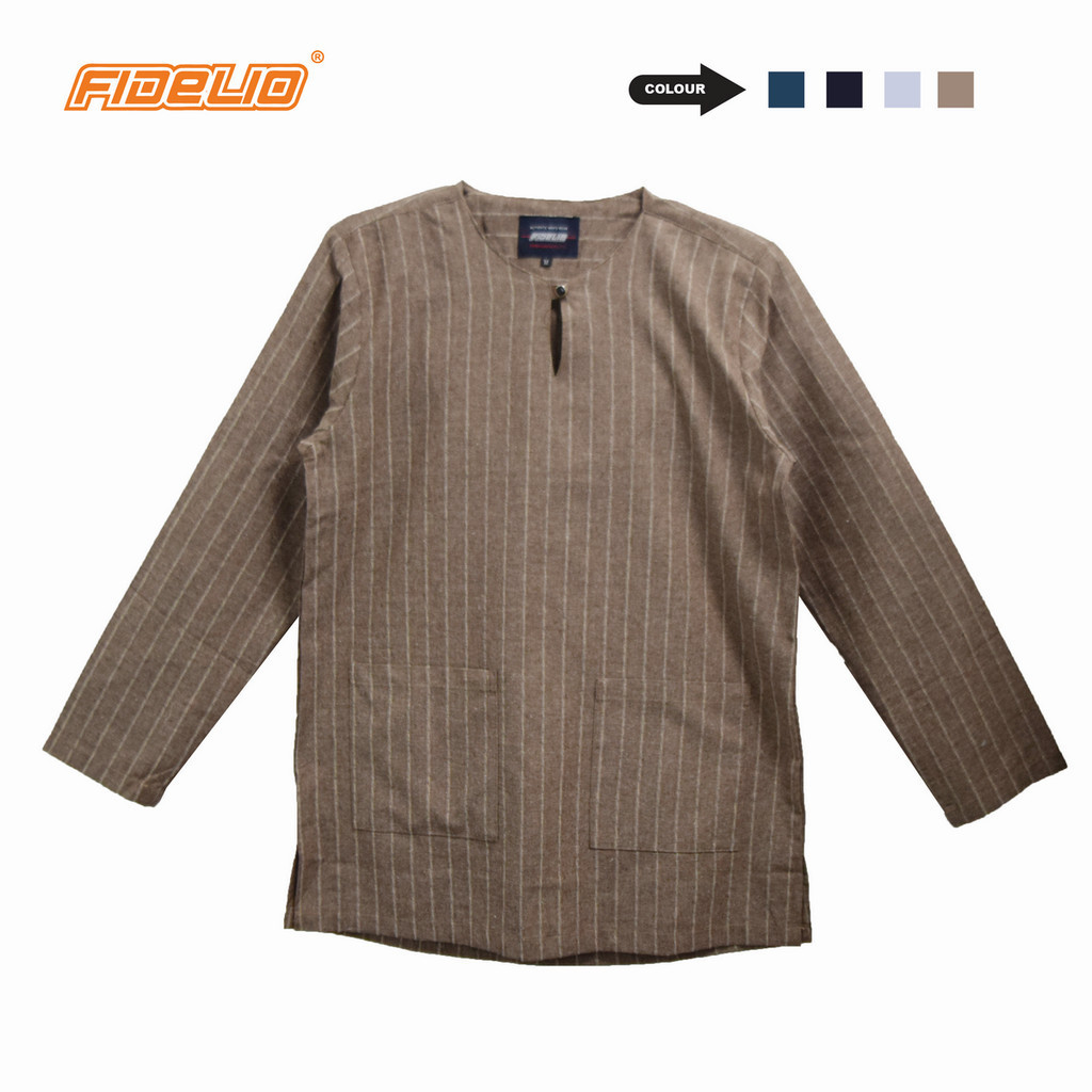 Fidelio Stripes Linen Kurta -Brown