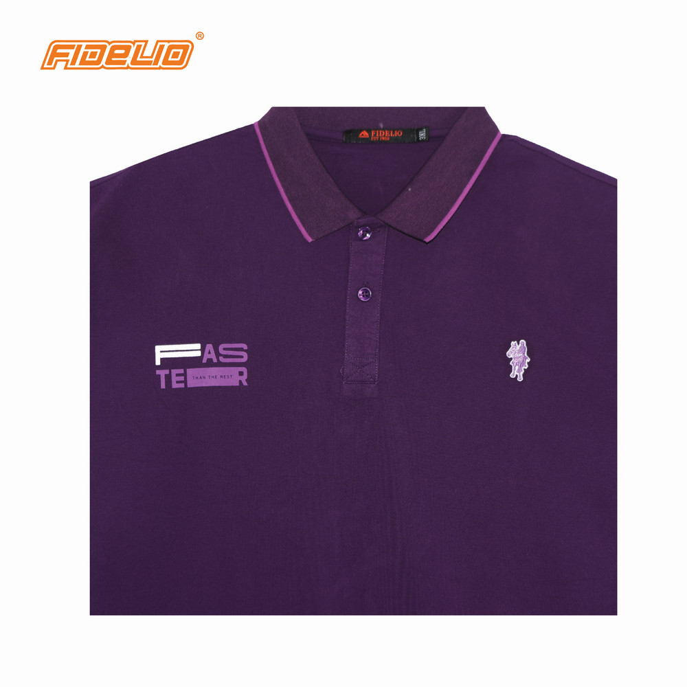 Fidelio Plus Size Faster Embroidery Polo Tees -Purple