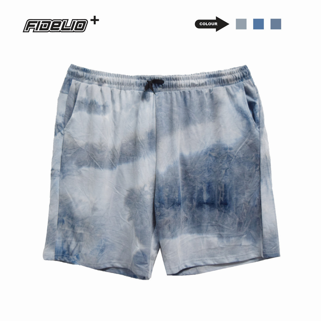 FIT IN Plus Size Tie-Dye Casual Shorts -Grey/Blue