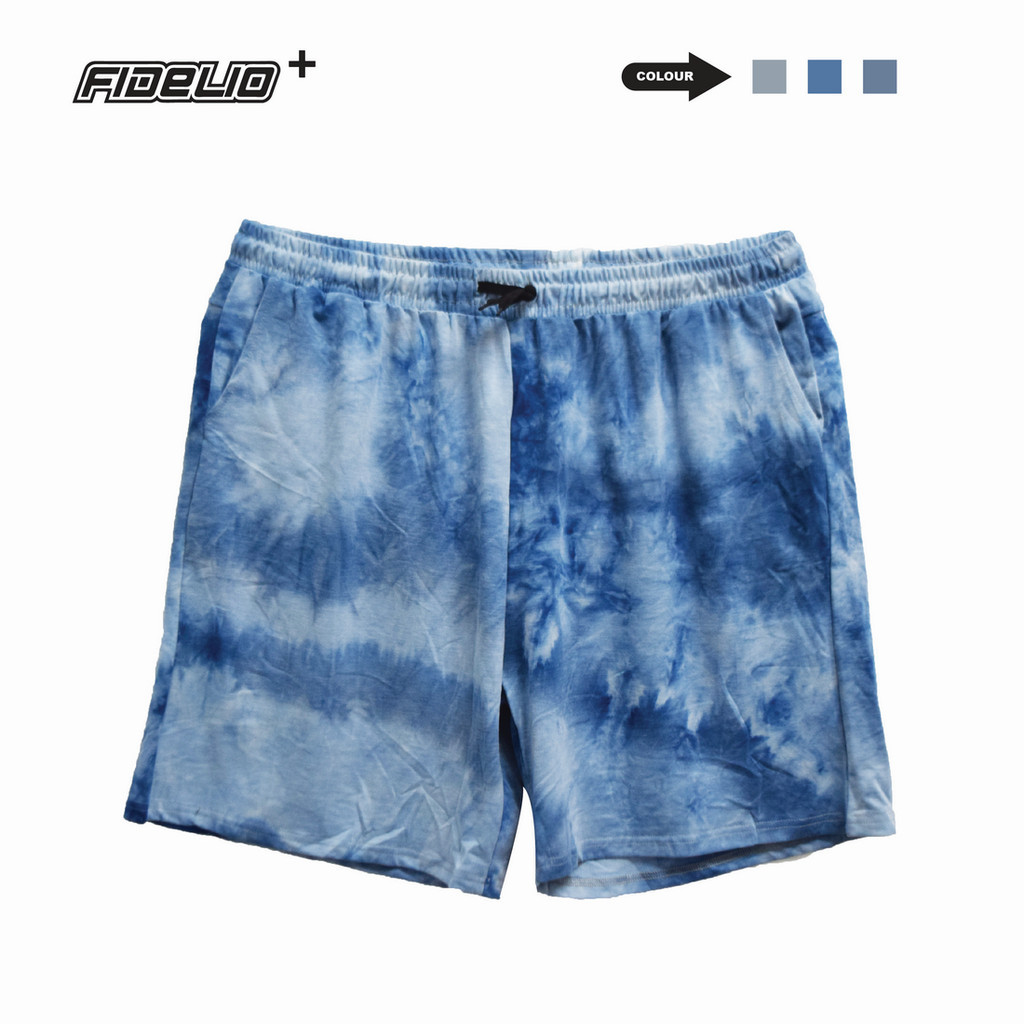 FIT IN Plus Size Tie-Dye Casual Shorts -Blue