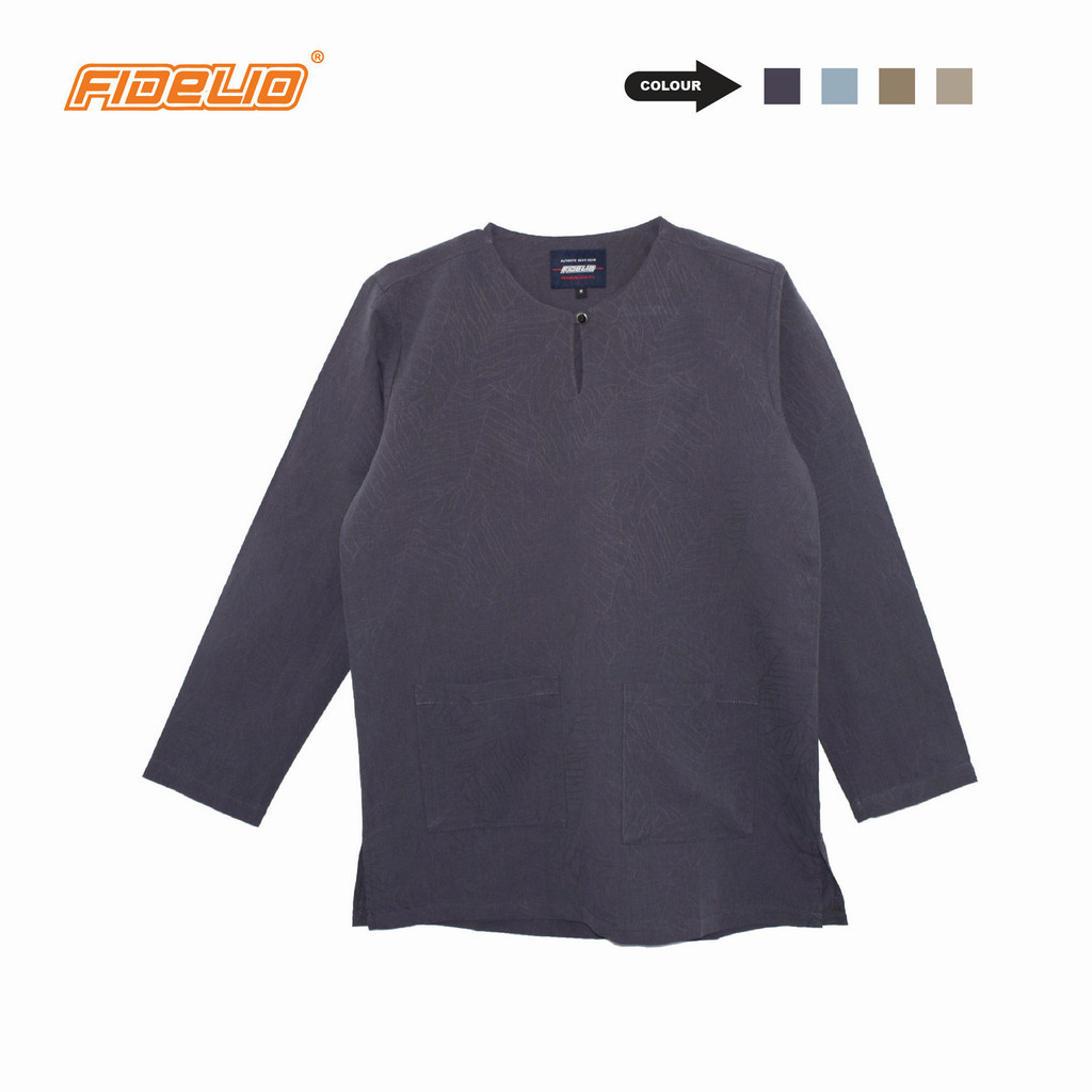 Fidelio Dobby Linen Kurta -Dark Grey