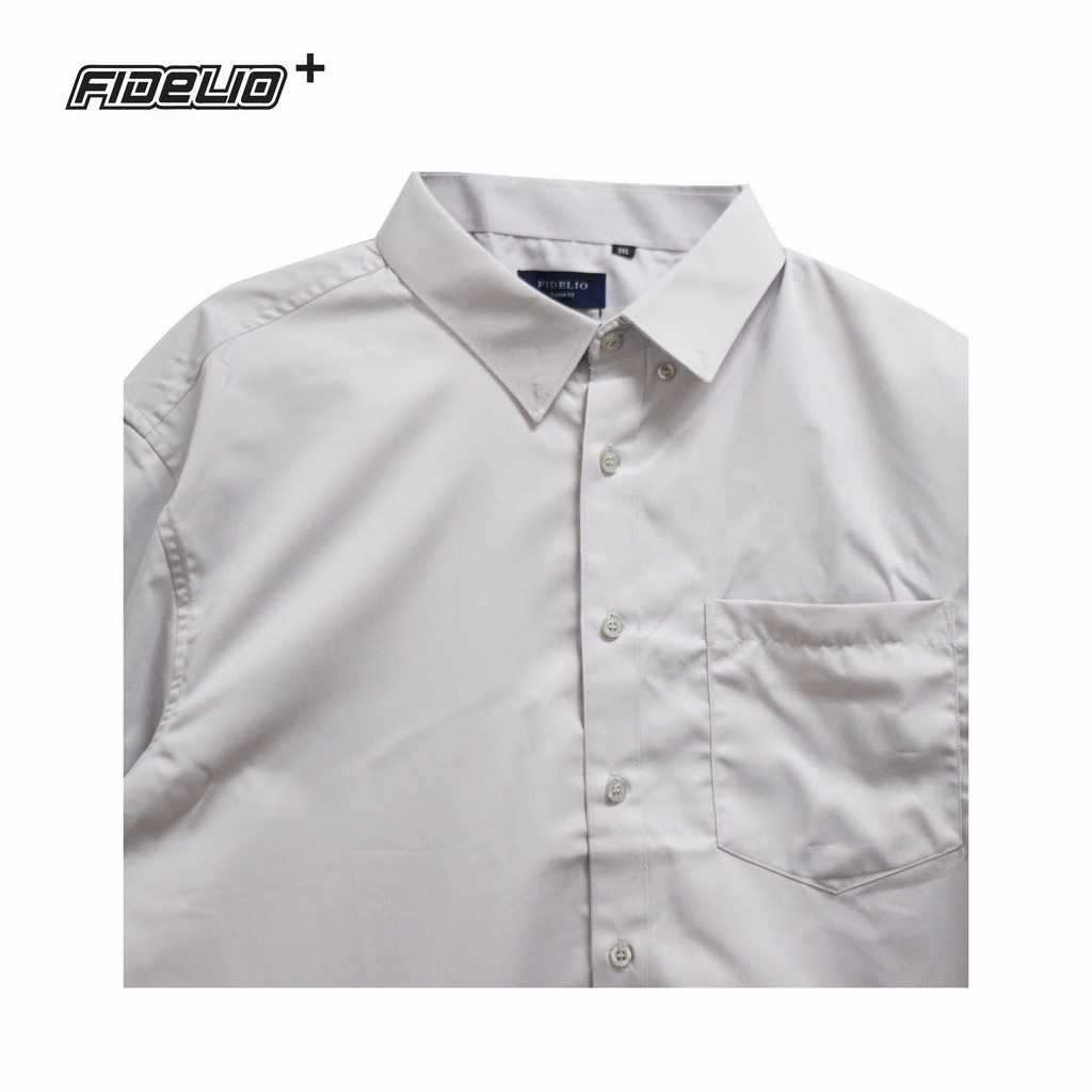 Fidelio Plus Size  Basic Business Shirt - Light Grey