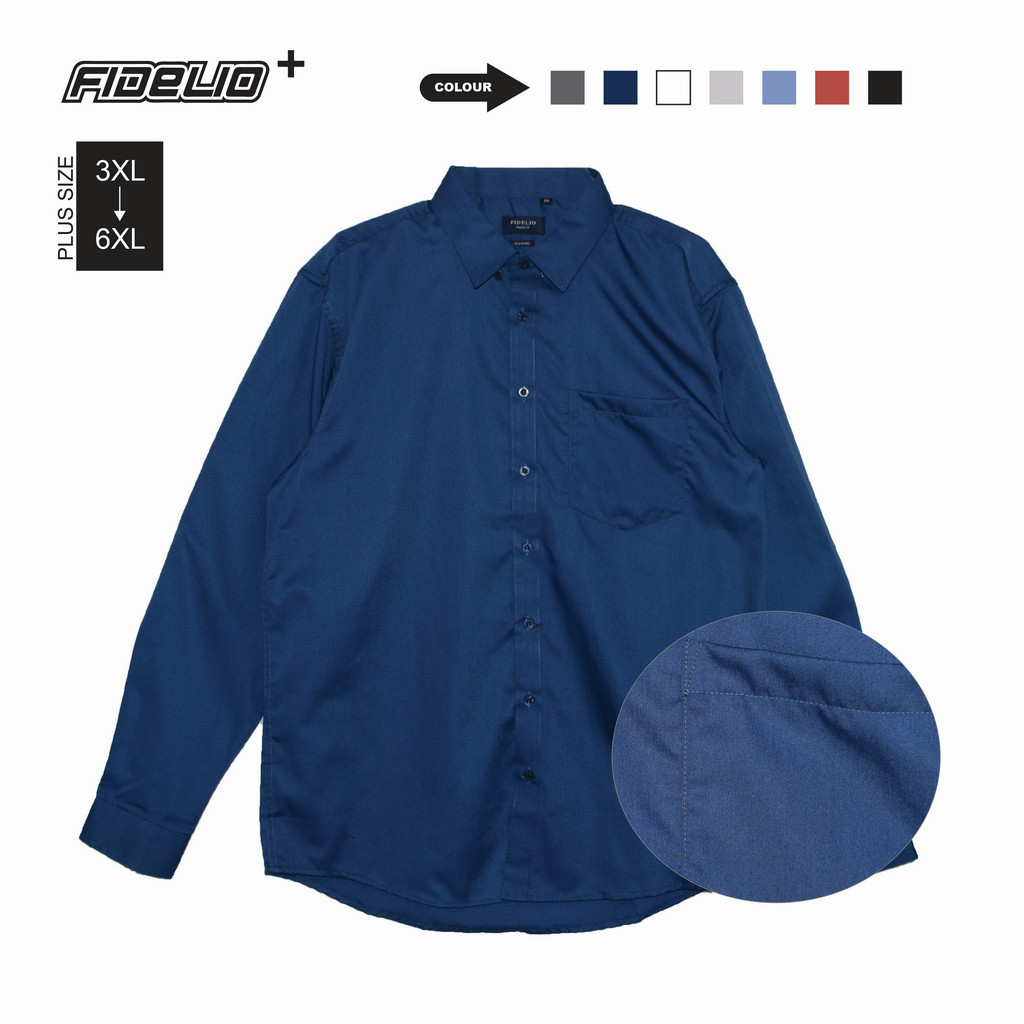 Fidelio Plus Size  Basic Business Shirt - Navy