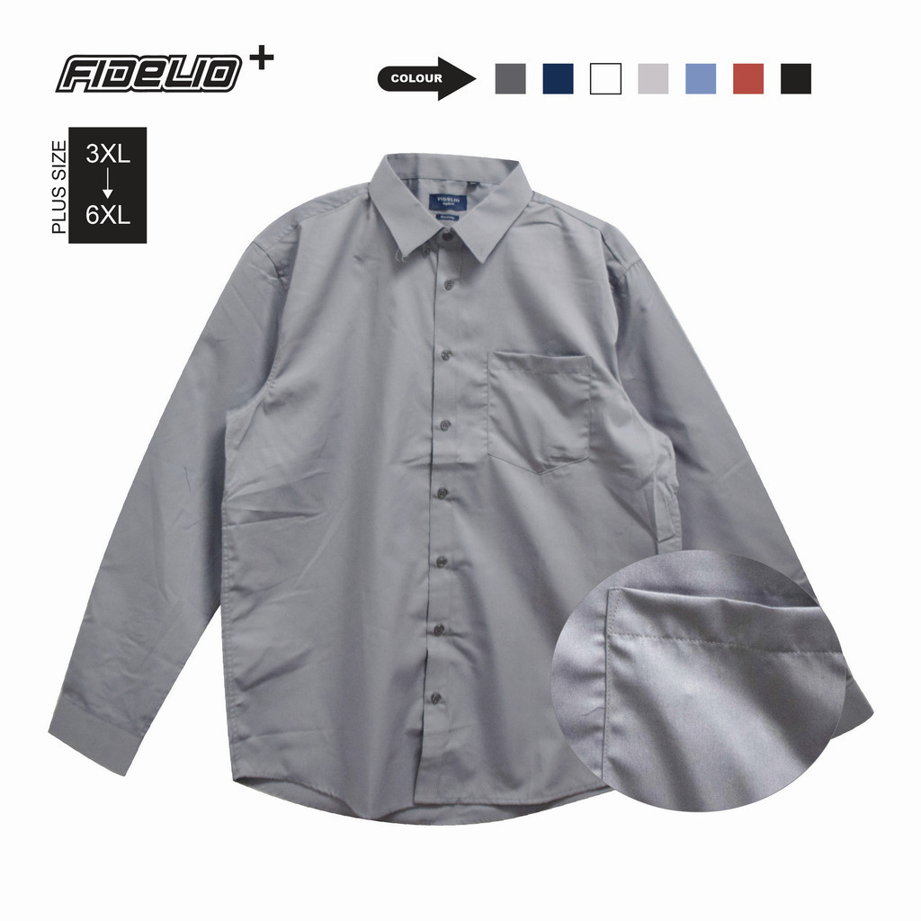 Fidelio Plus Size  Basic Business Shirt - Dark Grey