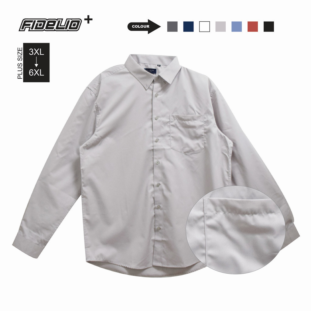 Fidelio Plus Size  Basic Business Shirt - Light Grey