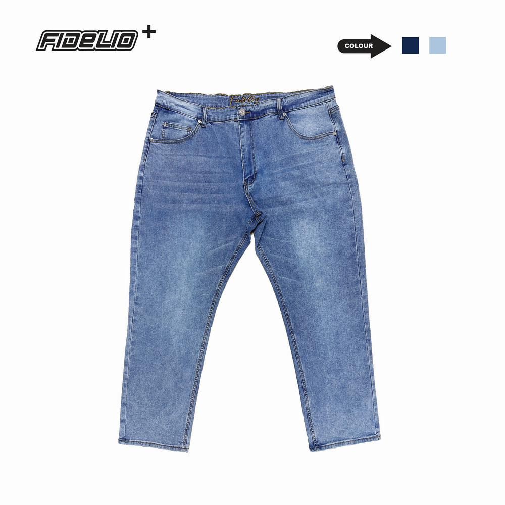 Fidelio Plus SIze X199 Slim Straight Washed Denim -Light Blue