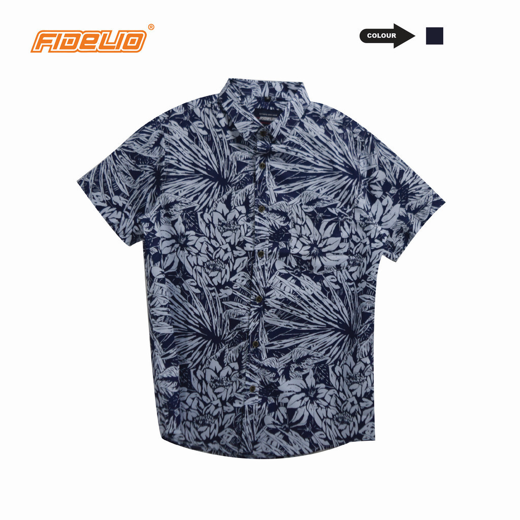 Fidelio Hawaiian Printed Short Sleeve Shirts -Blue