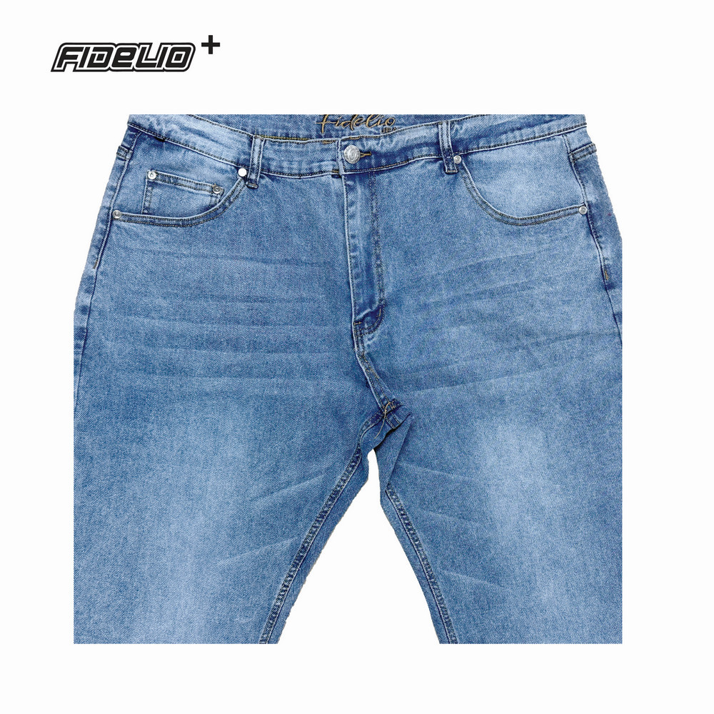 Fidelio Plus SIze X199 Slim Straight Washed Denim -Light Blue