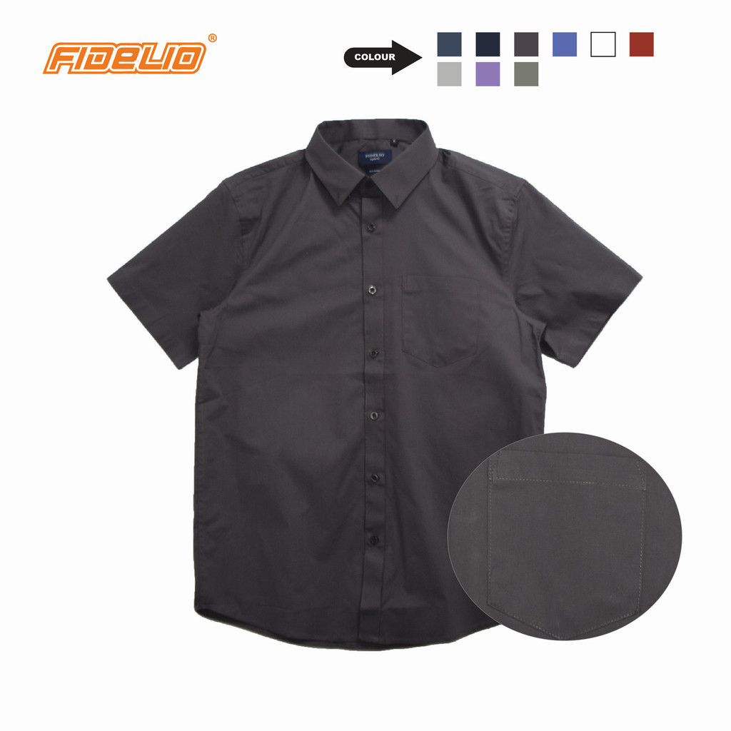 Fidelio Basic Business Short Sleeve Shirts -Dark Grey