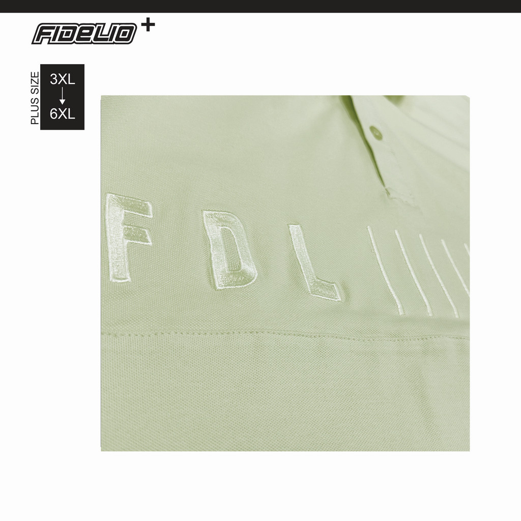 Fidelio Plus Size Embroidery Polo Tees - Light Green