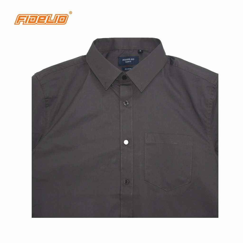 Fidelio Basic Business Short Sleeve Shirts -Dark Grey